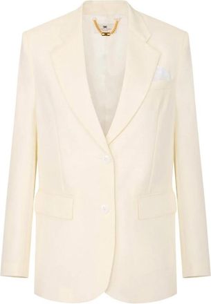 Elisabetta Franchi Gabardine Jas - Dames - Blazers - Beige - S - Katoen - Jassen