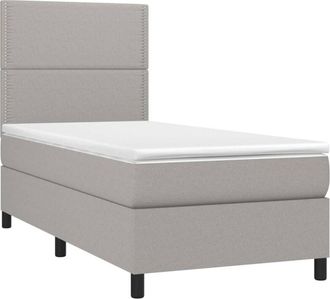 vidaXL Vidaxl - Cama Box Spring Con Colch&oacute;n Tela Gris Claro 90x200 Cm