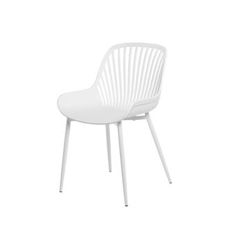 Koketto Home Silla de polipropileno blanco con patas met&aacute;licas