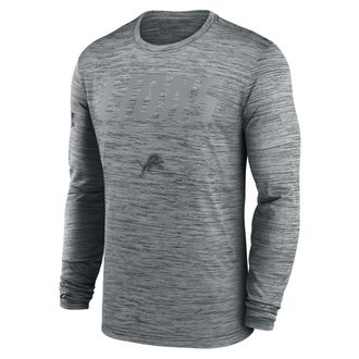 Nike Detroit Lions Sideline Team Issue Velocity Nike Mens Dri-FIT NFL Long-Sleeve T-Shirt in Grey | 02EQ06G9J-CH4