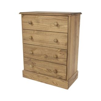 Home Source Industries Home Source - Chest 4 Drawers Solid Pine Wooden Bedroom Home Furniture Clothing Storage Unit