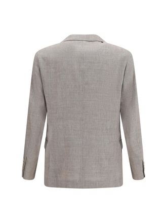 Brunello Cucinelli Mens Deconstructed Linen And Wool Chevron Jacket Brown Chiaro Linen; Merino Ovis Aries