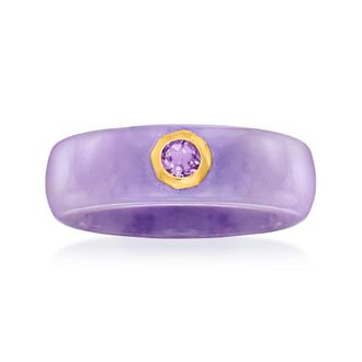 Ross-Simons Lavender Jade and. Amethyst Ring With 14kt Gold