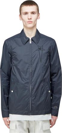 Rick Owens Windjack met geborduurd logo - Heren - Zomerjassen - Zwart - M - Nylon - Jassen