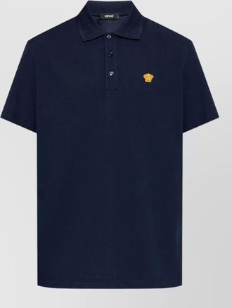 Versace polo collar short sleeve silk nylon shirt