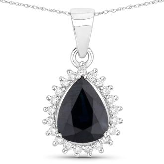 Diana M. Jewels Blue Sapphire Pears 9x7mm - 1Pc + White Diamond F/C Round 1.30mm( SI-2/HI ) - 21Pcs