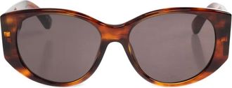 Balenciaga logo oval-frame sunglasses - Brown