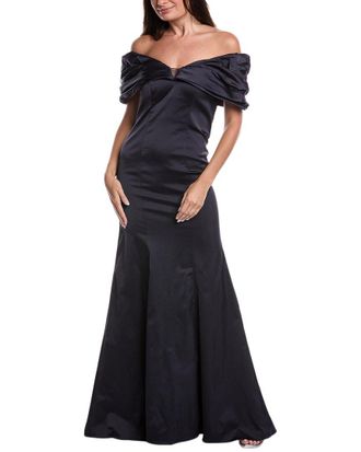 Teri Jon by Rickie Freeman Teri Jon By Rickie Freeman Stretch Satin Off-Shoulder Gown