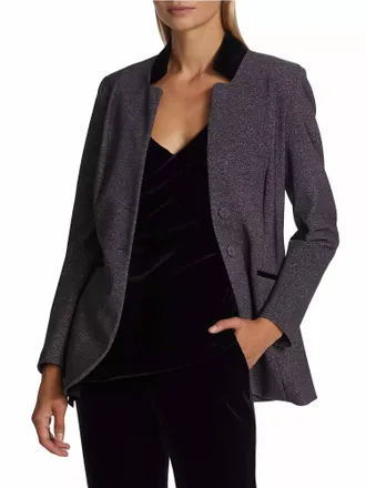 La Petite Robe Di Chiara Boni La Petite Robe Collar Blazer In Moray Chocolate