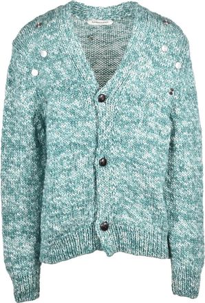 Namacheko Green Marled Metal Accents Merino Wool Long Cardigan