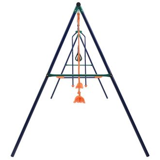 Berkfield Home Swing Set with Gymnastic Rings & 4 Seats Steel in Navy