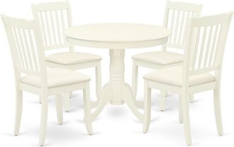 East West Furniture Dining Room Set Linen White, ANDA5-LWH-C