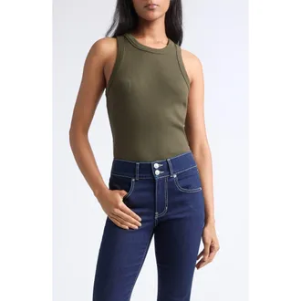 Veronica Beard Jordyn Cropped Tank in Loden at Nordstrom, Size X-Large