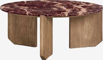 Sklum Mesa De Centro Redonda En Piedra Natural Y Madera De Mango Lavinia Sklum &Oslash;70 Cm