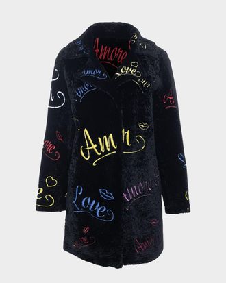 Gorski Love Embroidered Shearling Lamb Stroller