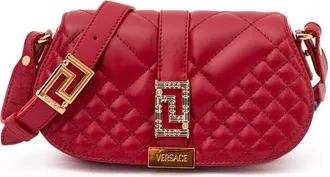 Versace Quilted Lambskin Shoulder Bag Red