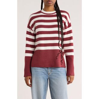 Vigoss Stripe Side Slit Sweater in Oxblood at Nordstrom Rack, Size X-Large
