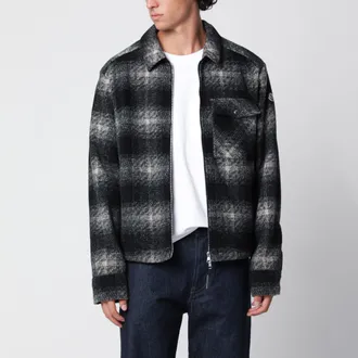 Moncler Black check-pattern wool-blend jacket