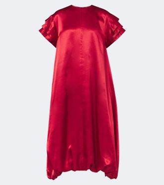Comme Des Gar&ccedil;ons Vestido midi de sat&eacute;n plisado y fruncido