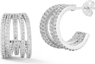 Glaze Jewelry Cubic Zirconia Pav&eacute; Cage Hoop Earrings in Silver at Nordstrom Rack