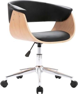 vidaXL Silla De Comedor Giratoria Madera Curvada Cuero Sint&eacute;tico Negro Vidaxl