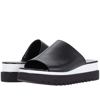 Gabor Womens Gabor 44.613 Sandals Black Leather Round Toe Slip-On Slide VER938