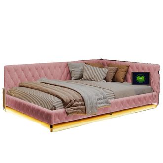 OEM Sof&aacute; Esquinero Con Cargador Usb Integrado, Color Rosa