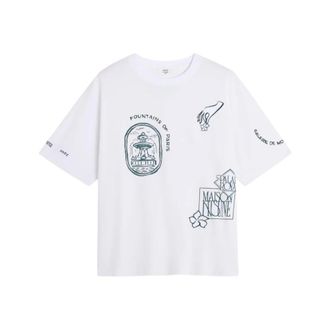 Maison Kitsun&eacute; T-Shirts, male, White, Size: M Art Nouveau Stamps Oversize Tee-Shirt
