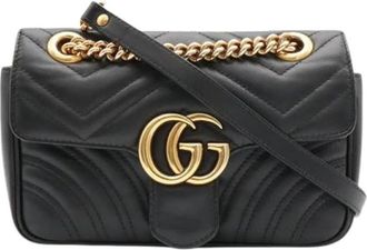 Gucci Pre-owned GG Marmont Pochette Schoudertas - Dames - Vintage Schoudertas - Zwart - ONE Size - Leer - Vintage