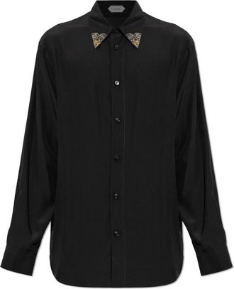 Versace Silk-Poplin Regular Shirt - Heren - Zakelijke Overhemden - Zwart - L - Overhemden