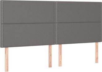 vidaXL Vidaxl - Cabecero Con Luces Led Cuero Sint&eacute;tico Gris 180x5x118/128 Cm