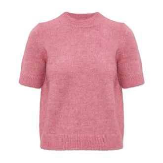 Michael Kors Round-neck Knitwear, female, Pink, Size: XS Nylon and alpaca blend short-sleeve sweater