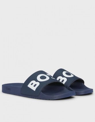 HUGO BOSS Mens BOSS Orange Aryeh Mens Italian-Made Slides with Large Logo Detail NOS - Dark Blue 405 - Navy - Size: 12