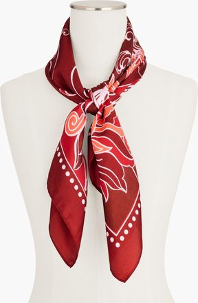 Talbots Floral Swirls Square Scarf - Deep Burgundy - 001 Talbots