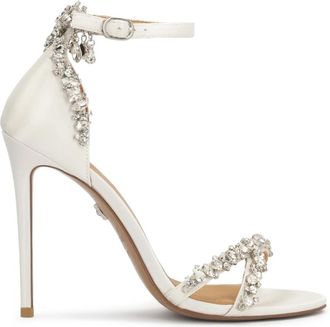 Kazar Witte trouwsandalen versierd met zirkonen - Dames - Sandalen met hakken - Wit - 36 EU - Leer - Schoenen