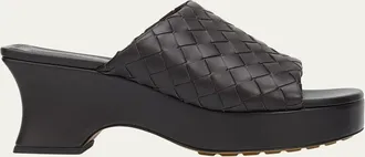 Bottega Veneta 70mm Rosita Intrecciato Leather Wedge Mules