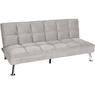 Hhg Divano letto sof&agrave; reclinabile 557 molle nosag legno ferro velluto grigio