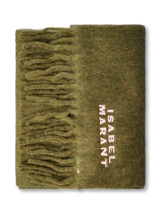Isabel Marant Firny-Gz Fringed Olive Alpaca-Blend Scarf