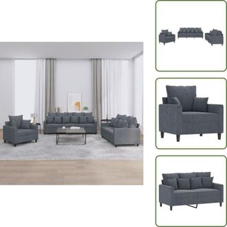 vidaXL Divano morbido - vidaXL Set di Divani 3 pz con Cuscini Grigio Scuro in Velluto - Divano in compensato