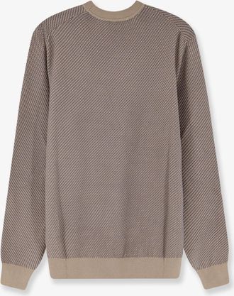 HUGO BOSS Mens Silk And Cotton Blend Sweater Beige
