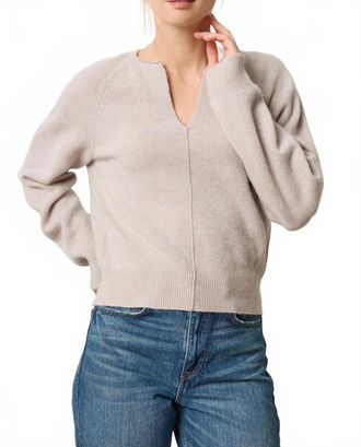 Lilla P Split Neck Raglan Pullover Sweater In Quartz