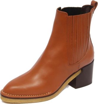 Tod's Leren enkellaars met elastisch detail - Dames - Laarzen met Hak - Bruin - 35 EU - Schoenen