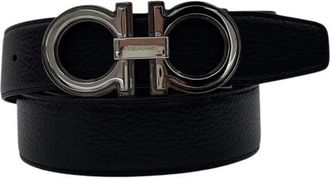 Ferragamo Omkeerbare en Verstelbare Gancini Riem - Heren - Riemen - Zwart - 110 CM - Leer - Accessoires