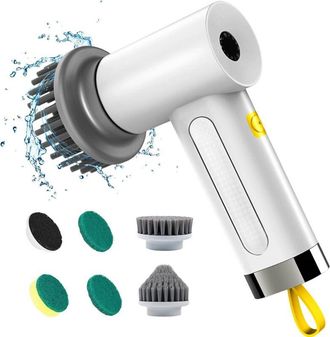 OEM Cepillo De Limpieza El&eacute;ctrico, Cepillo Giratorio Para Ba&ntilde;o Y Juntas, Cepillo De Limpieza Para El Hogar Con 5 Cabezales, 2 Modos, Perfecto Para La Limp
