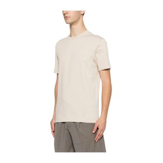 Emporio Armani Slim-Fit Heavy Jersey T-Shirt Met Domed Eagle - Heren - T-shirts - Beige - L - Katoen - Tops