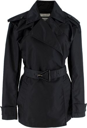 Bottega Veneta Black gabardine short trench coat Size XS