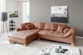 Mr. Couch Ecksofa »Bologna, L-Form, mit Holzfüssen« wahlweise mit Kaltschaum