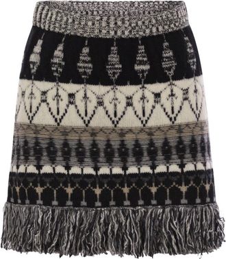 VANISÉ Wool And Cashmere Blend Jacquard Skirt
