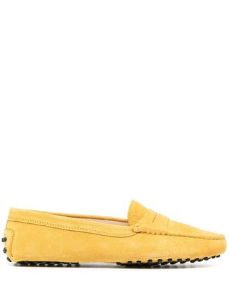 Tod's Gommino pebbled loafers - women - Leather/Suede/Suede/Rubber - 39.5 - Yellow