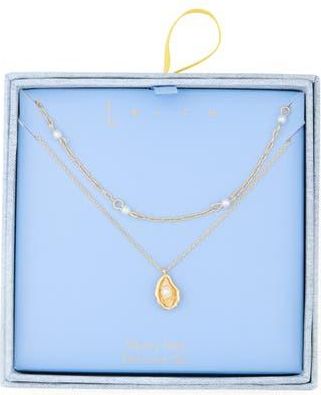 Leith Layered Oyster Pendant Necklace in White- Gold at Nordstrom Rack